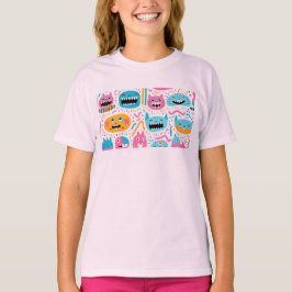 ハッピーキャット&モンスター顔 Tシャツ