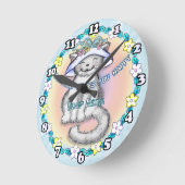 ハッピーキャット ラウンド壁時計 (傾斜)