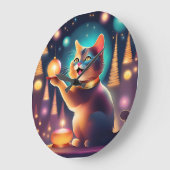 ハッピーキャッ祝トのクリスマス、壁時計 ラージ壁時計 (傾斜)