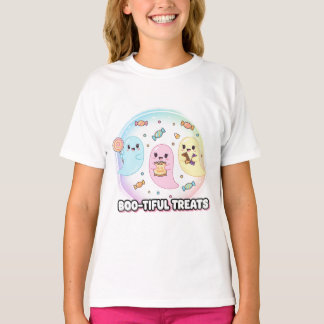 ハッピーキャンディゴースト ハロウィンTシャツ – かわいいスプーキー Tシャツ