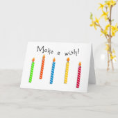 ハッピーキャンドルカラフル誕生日ウィッシュグリーティング カード (黄色い花)