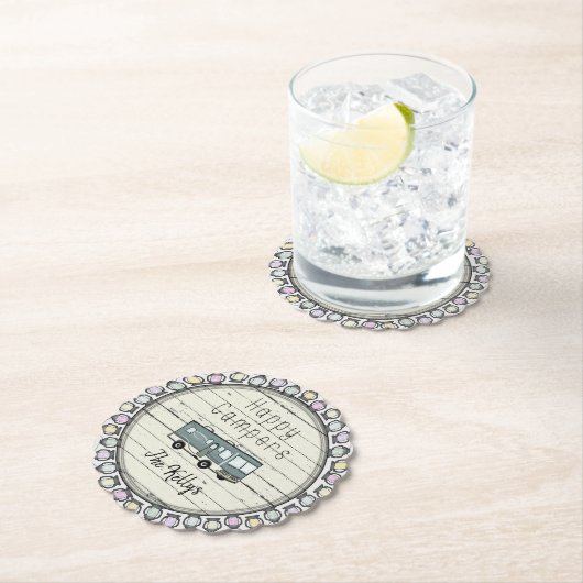 ハッピーキャンパパーソナライズされたーRV ペーパーコースター (インサイチュ)