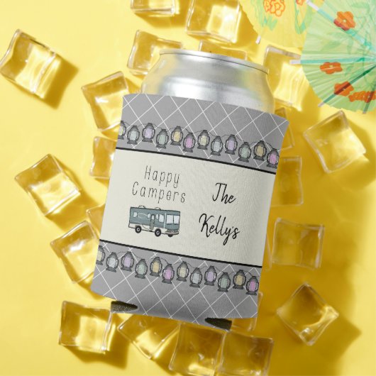 ハッピーキャンパパーソナライズされたーRV 缶クーラー (インサイチュ 夏)