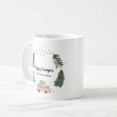 ハッピーキャンパーかわいいお洒落家族の名前スクリプト コーヒーマグカップ (正面左)