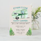 ハッピーキャンパーのファーストバースデーパーティ 招待状 (スタンド正面)