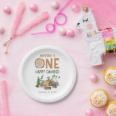 ハッピーキャンパーウォーターカラーウッドランド1歳の誕生日 ペーパープレート (パーティー)