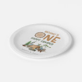 ハッピーキャンパーウォーターカラーウッドランド1歳の誕生日 ペーパープレート (アングル)