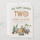 ハッピーキャンパーウォーターカラーウッドランド2nd誕生日 招待状 (正面)