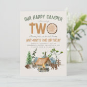 ハッピーキャンパーウォーターカラーウッドランド2nd誕生日 招待状 (スタンド正面)