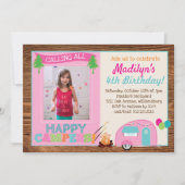 ハッピーキャンパーガールフォトバースデーパーティー 招待状 (正面)