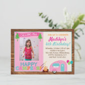 ハッピーキャンパーガールフォトバースデーパーティー 招待状 (スタンド正面)