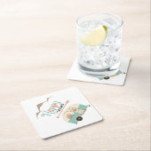 ハッピーキャンパーキュートレトロRV スクエアペーパーコースター (インサイチュ)