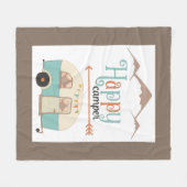 ハッピーキャンパーキュートレトロRV フリースブランケット (正面(横))