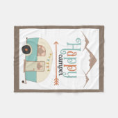 ハッピーキャンパーキュートレトロRV フリースブランケット (正面(横))