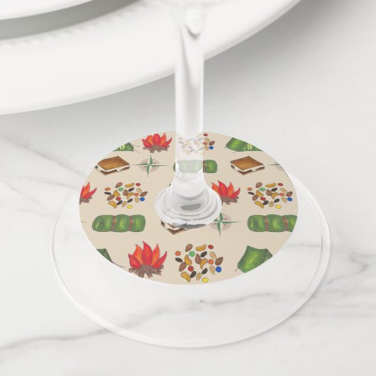 ハッピーキャンパーコンパスキャンプテントファイアーズモーレス ワイングラスタグ (クローズアップ)