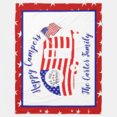 ハッピーキャンパーズアメリパーソナライズされたカ フリースブランケット (正面)