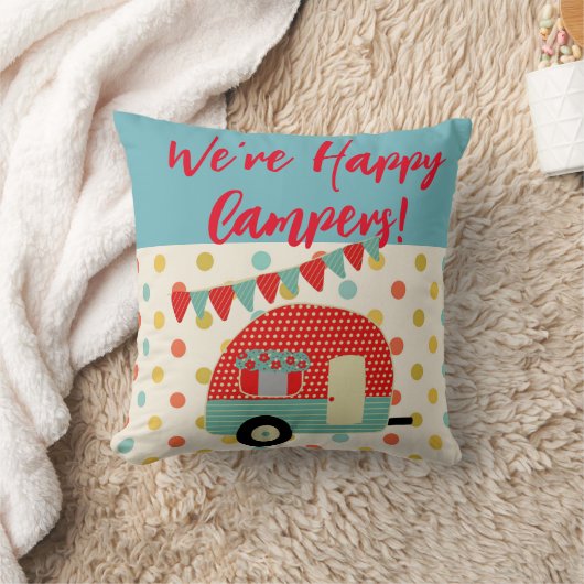 ハッピーキャンパーズキャラバンキャンプことわざ枕 クッション (ブランケット)