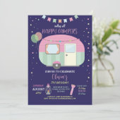 ハッピーキャンパーズグランプキャンプネイビーピンク招待状 招待状 (スタンド正面)