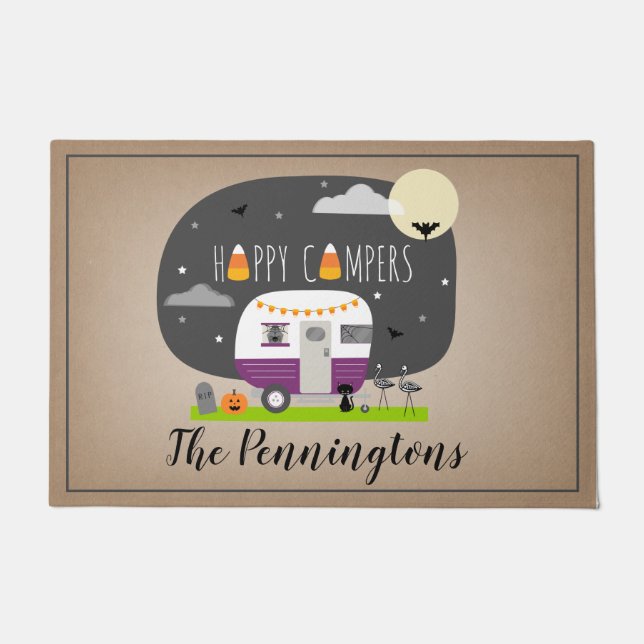 ハッピーキャンパーズハロウィーンキャンパーRV ドアマット (正面)