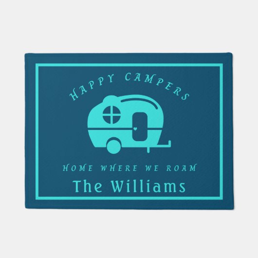 ハッピーキャンパーズホームホワイアンキャンプサイトDoormat ドアマット (正面)