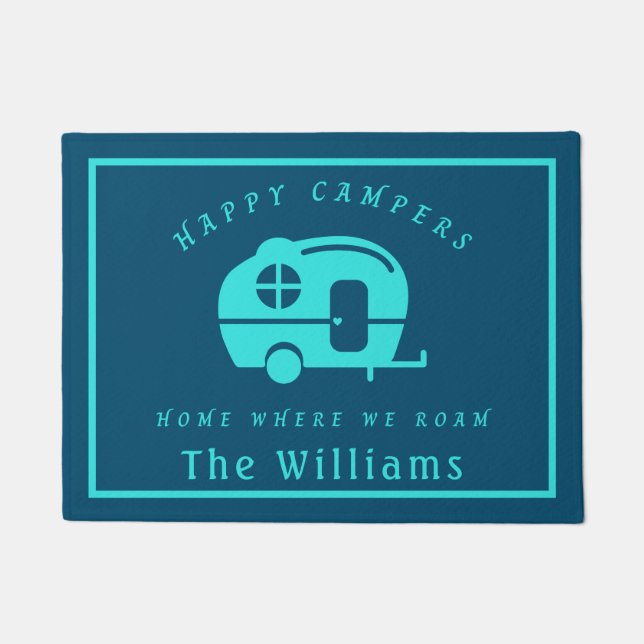 ハッピーキャンパーズホームホワイアンキャンプサイトDoormat ドアマット (正面)