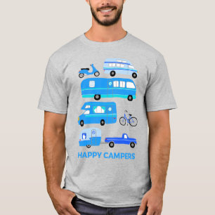 ハッピーキャンパーズヴィンテージレトロトレーラーRVバンライフ Tシャツ