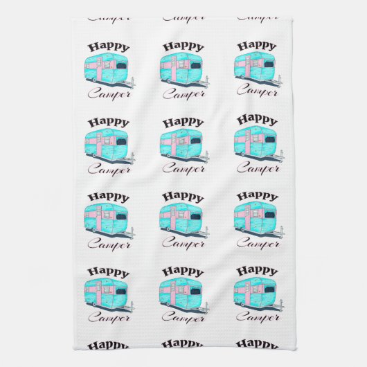 ハッピーキャンパートレーラーキャンピング キッチンタオル (縦)