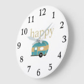 ハッピーキャンパーパーソナリティ金ゴールドティール(緑がかった色)トラベルトレーラ ラージ壁時計 (傾斜)