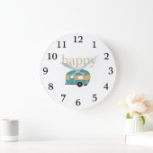 ハッピーキャンパーパーソナリティ金ゴールドティール(緑がかった色)トラベルトレーラ ラージ壁時計 (ホーム)