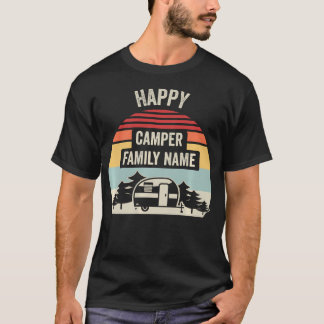 ハッピーキャンパーファミリーネームレトロキャンプ Tシャツ