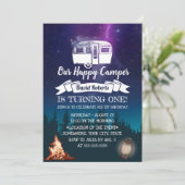 ハッピーキャンパーフォレストアウトドアキャンプ1st誕生日 招待状 (スタンド正面)