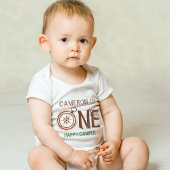 ハッピーキャンパーベアの水彩画 1歳の誕生日 ベビーボディスーツ