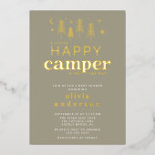 ハッピーキャンパーベビーシャワー招待状 箔招待状 (正面)