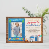 ハッピーキャンパーボーイの写真誕生パーティー 招待状 (スタンド正面)