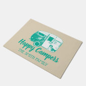 ハッピーキャンパーレトロキャンパートレーラーファミリー名 ドアマット (アングル)