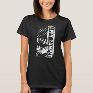 ハッピーキャンパーヴィンテージアメリカンフラッグキャンピングメンウム Tシャツ
