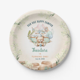 ハッピーキャンパー夏の最初の誕生日ボーイ ペーパープレート