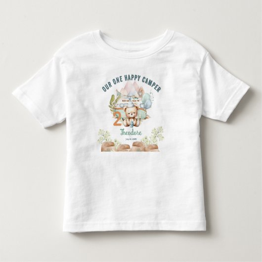 ハッピーキャンパー夏の第2バースデーボーイ トドラーTシャツ (正面)