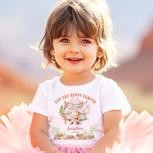 ハッピーキャンパー夏2nd誕生日ガール トドラーTシャツ