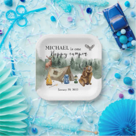 ハッピーキャンパー誕生日フォレストベア ペーパープレート