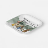 ハッピーキャンパー誕生日フォレストベア ペーパープレート (傾斜あり)