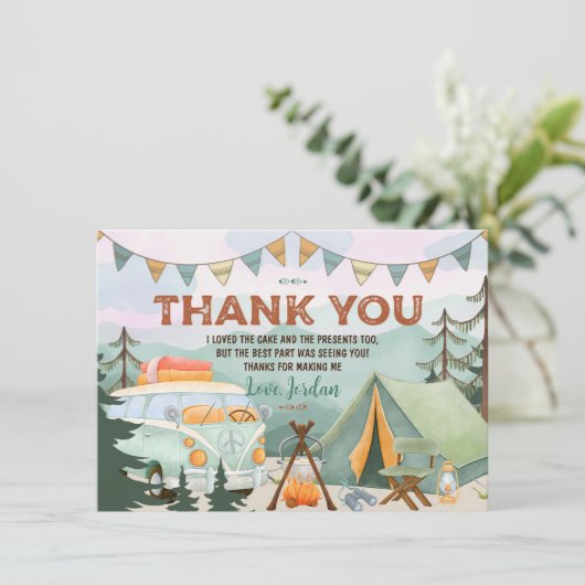 ハッピーキャンパー誕生日感謝カード 招待状 (スタンド正面)