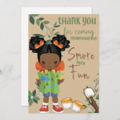 ハッピーキャンパー違う誕生日サンキューカード 招待状 (正面/裏面)