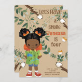 ハッピーキャンパー違う誕生日招待状カード (正面/裏面)