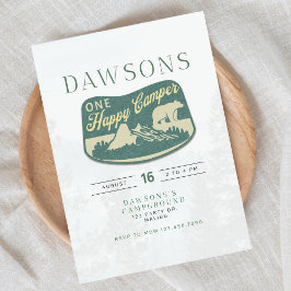 ハッピーキャンパー1人、1歳の誕生日、招待状 招待状