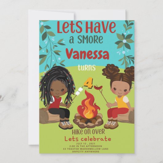 ハッピーキャンパー1誕生日招待状カード 招待状 (正面)