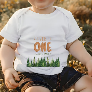 ハッピーキャンパー ウッドボーイズ 1歳誕生日 ベビーTシャツ