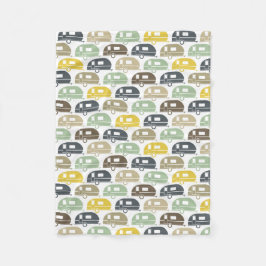 ハッピーキャンパー |キャンパーモダンブランケットレトロブルース フリースブランケット