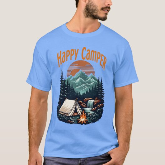 ハッピーキャンパー キャンプ好き Tシャツ (正面)