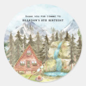 ハッピーキャンパー |キャンプ誕生日パーティーお願い ラウンドシール (正面)